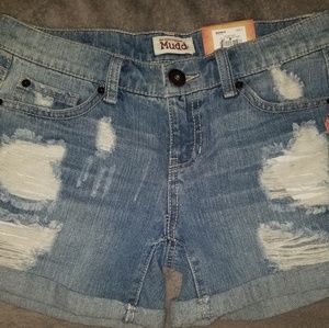 Mudd destructed torn roll hem shorts